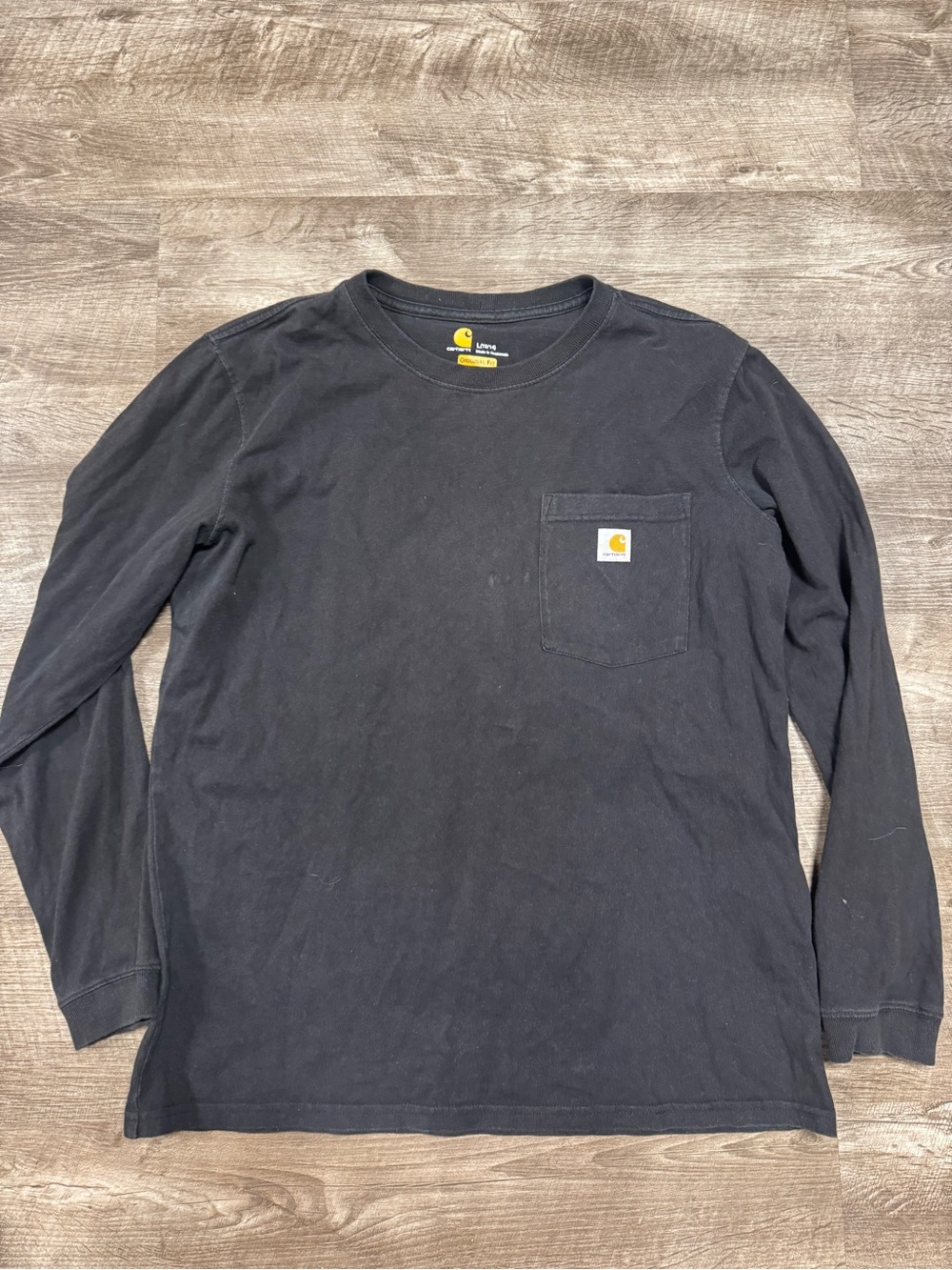 Carhartt Black Long Sleeve Pocket Tee Size Large